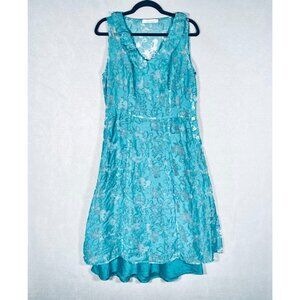 Cut Loose Dress Womens M Seafoam Green Lace Floral Midi Lined